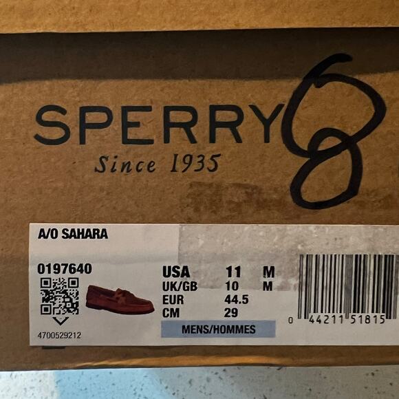 Sperry  Sahara Top-Sider Authentic Original 2-Eye Boat Shoe Brown Men Size 11 M